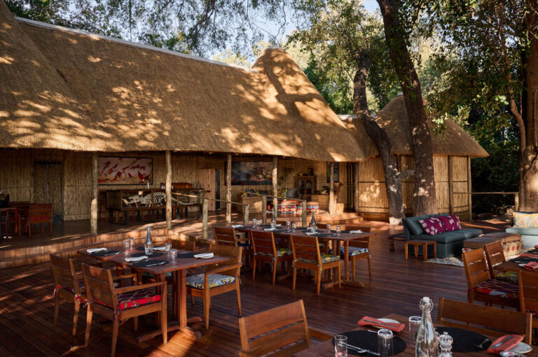 The dining area at Nxamaseri Island Lodge