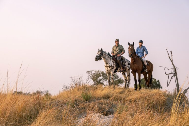 Okavango Horse Safari owners Gareth and Alex enjoying views of the Okavango Delta.