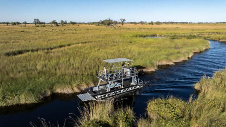 Motor boat safaris offered through full day excursion to Moremi Game Reserve